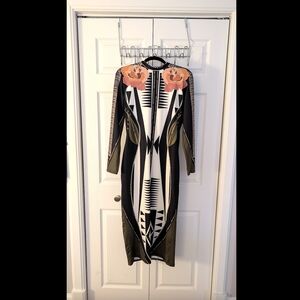 Floral Geometric Long Sleeve Dress